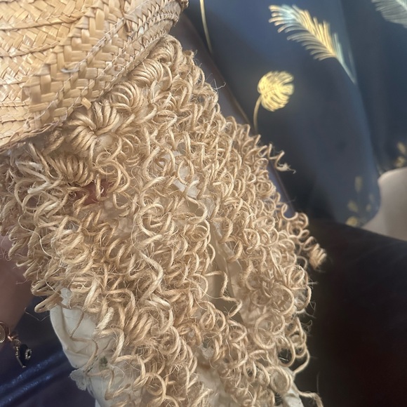 Charming Doll with Curly Hair and Straw Hat black boots